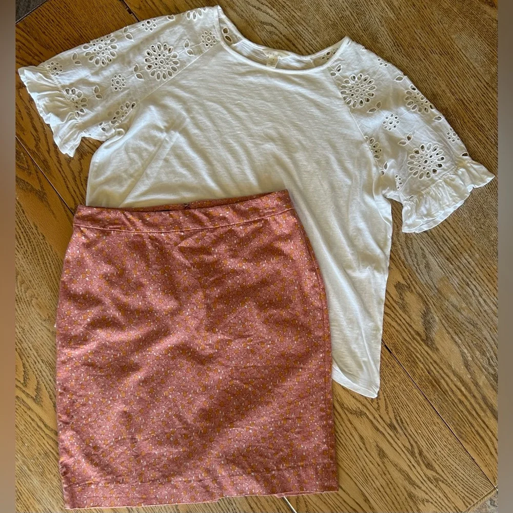 Talbots | Tulip Pink & Orange Pattern Pencil Skirt